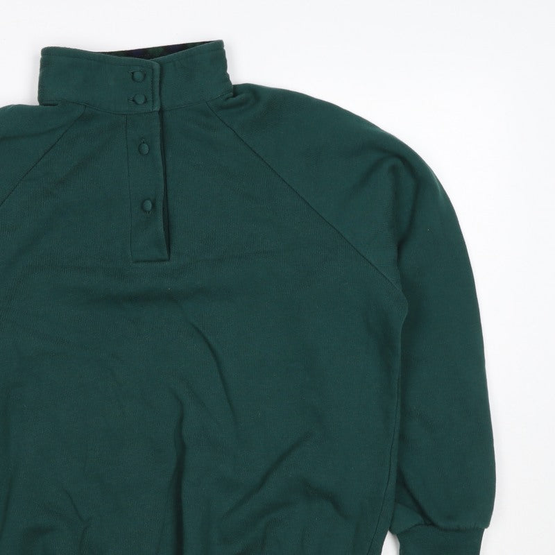 Country Collection Women's Green M Henley Button Sweatshirt