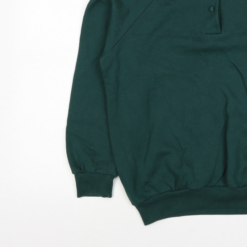 Country Collection Women's Green M Henley Button Sweatshirt