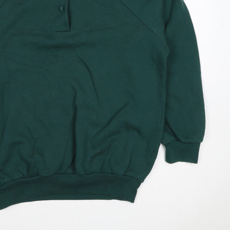 Country Collection Women's Green M Henley Button Sweatshirt