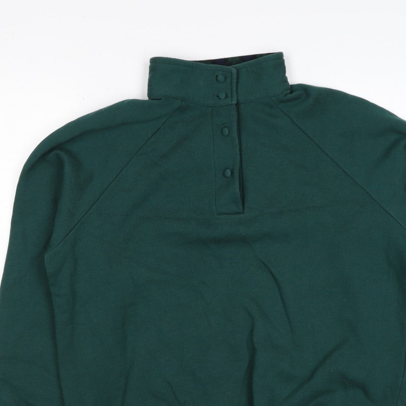 Country Collection Women's Green M Henley Button Sweatshirt