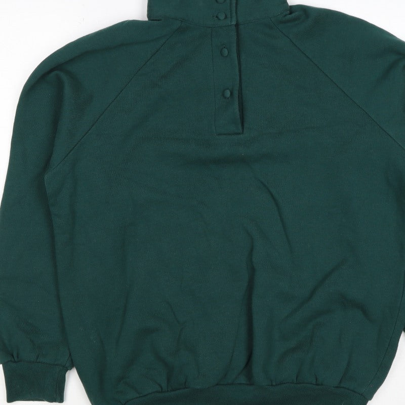 Country Collection Women's Green M Henley Button Sweatshirt