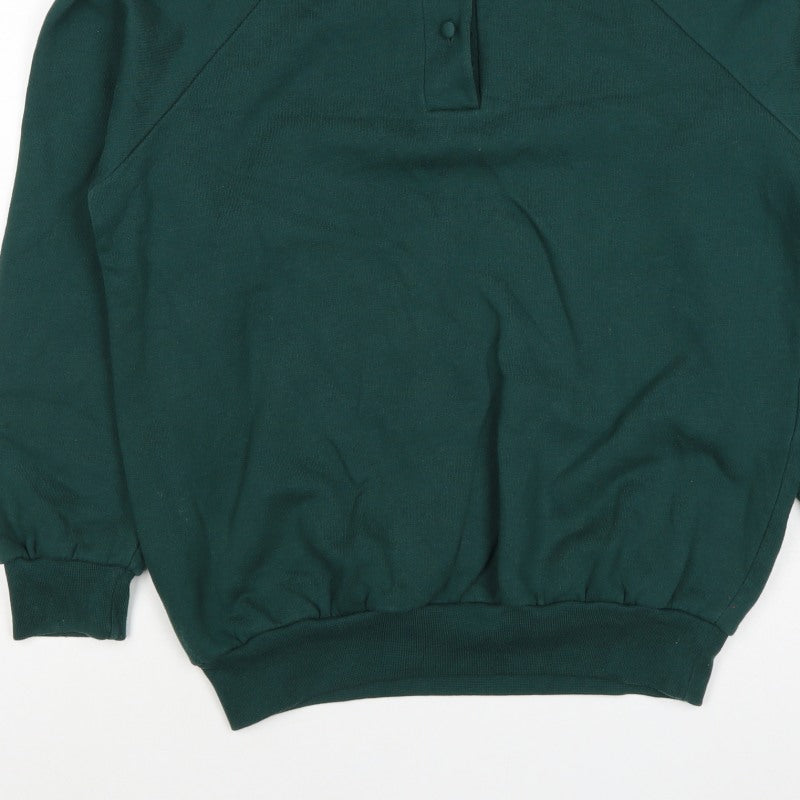 Country Collection Women's Green M Henley Button Sweatshirt