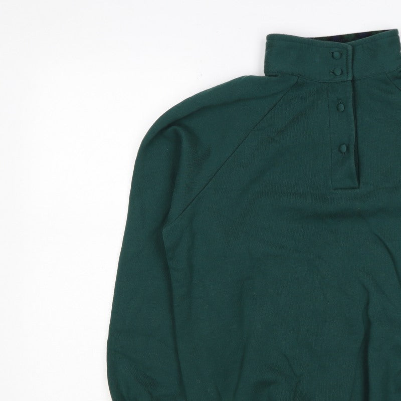 Country Collection Women's Green M Henley Button Sweatshirt