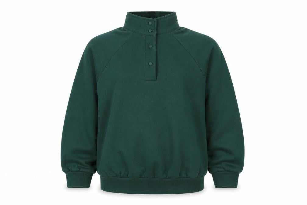 Country Collection Women's Green M Henley Button Sweatshirt