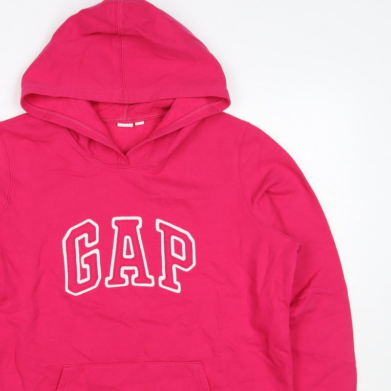 Gap Teens Pink XL Pullover Hoodie Logo Fleece Kangaroo Pocket
