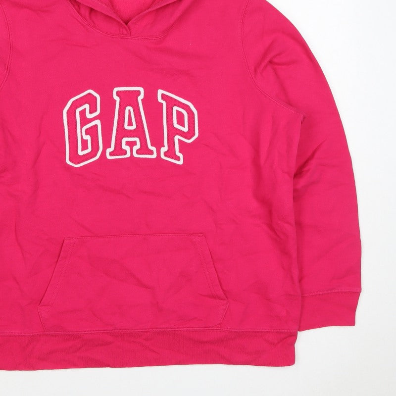 Gap Teens Pink XL Pullover Hoodie Logo Fleece Kangaroo Pocket