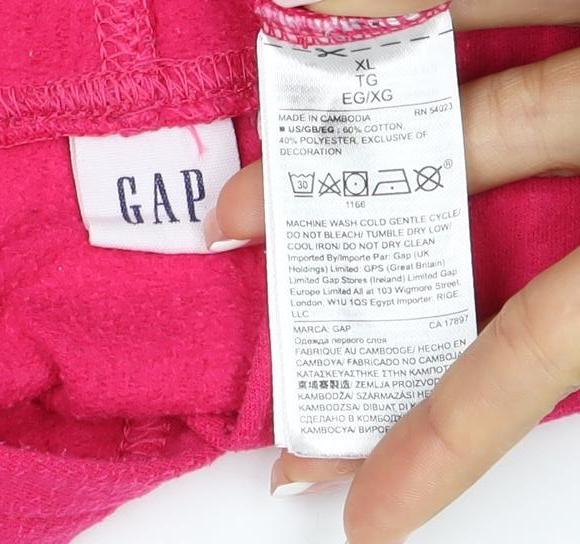 Gap Teens Pink XL Pullover Hoodie Logo Fleece Kangaroo Pocket