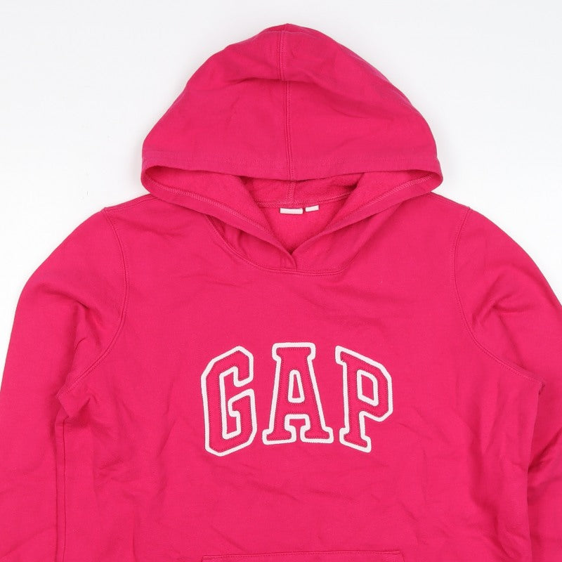 Gap Teens Pink XL Pullover Hoodie Logo Fleece Kangaroo Pocket