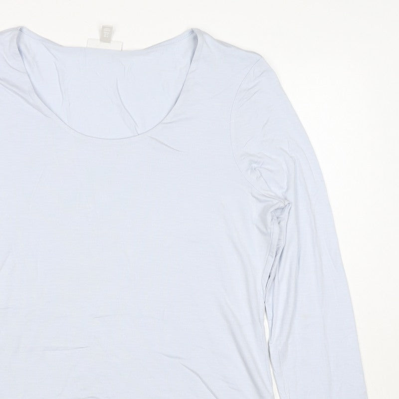 The White Company Women’s Blue Modal Scoop Neck Long Sleeve Top UK 16