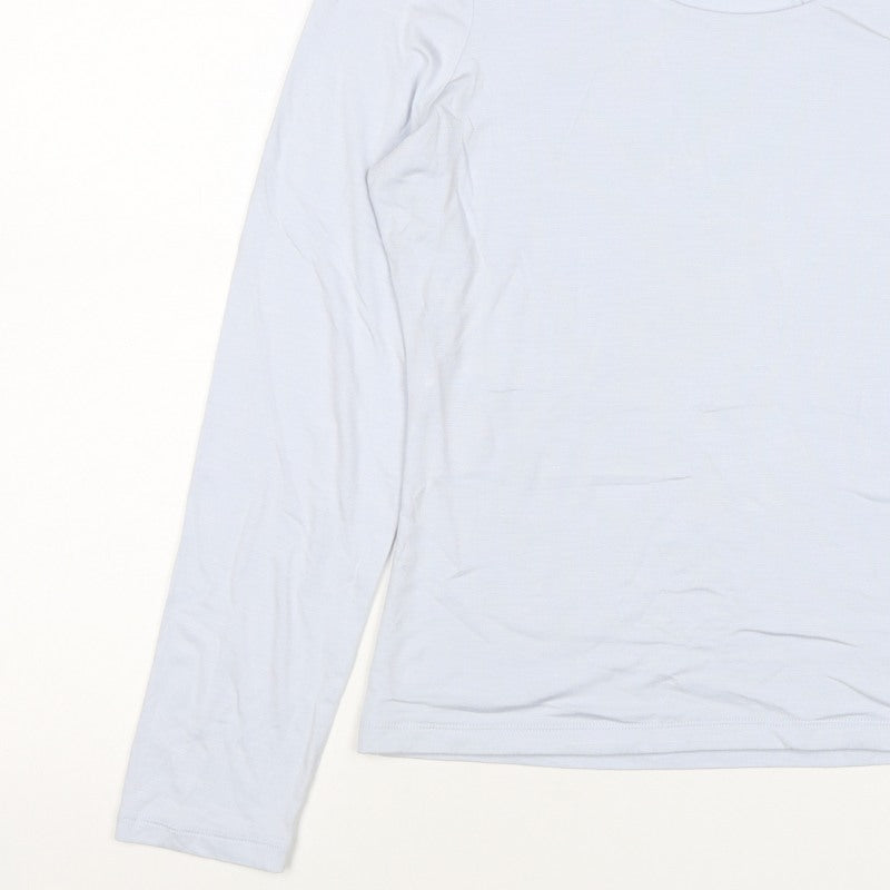 The White Company Women’s Blue Modal Scoop Neck Long Sleeve Top UK 16