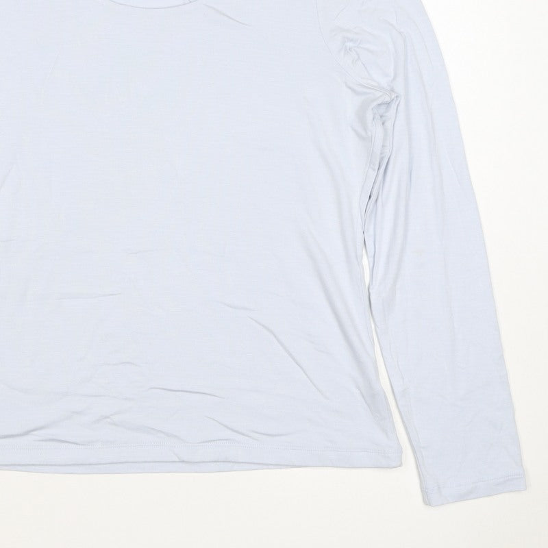 The White Company Women’s Blue Modal Scoop Neck Long Sleeve Top UK 16