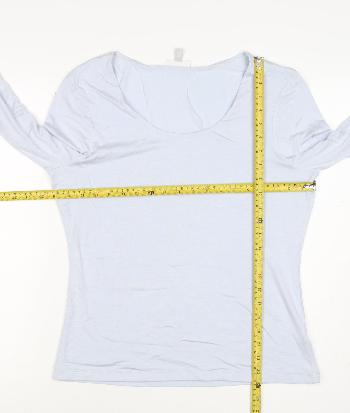 The White Company Women’s Blue Modal Scoop Neck Long Sleeve Top UK 16