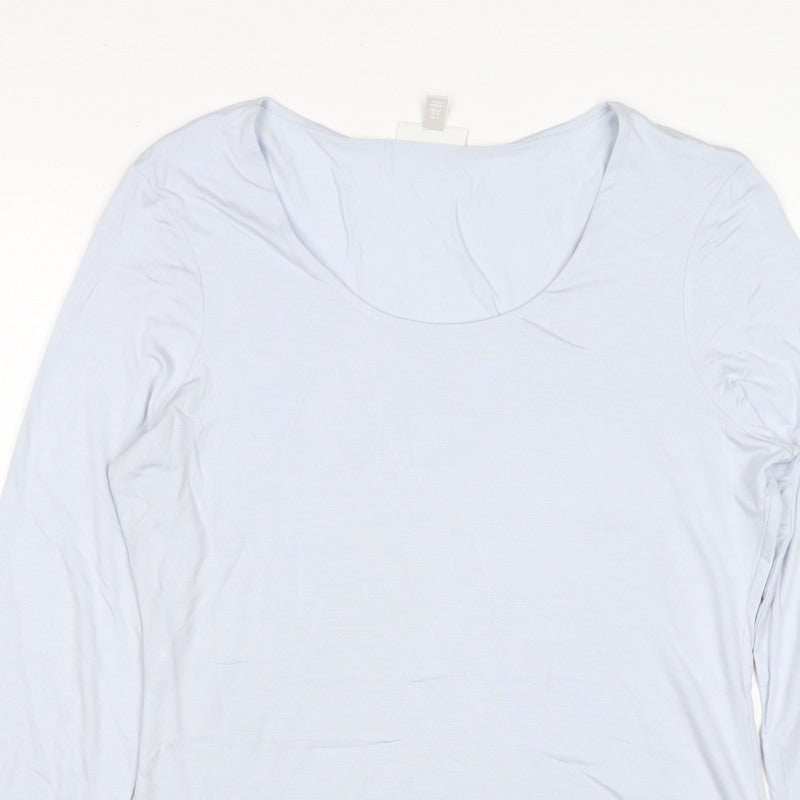 The White Company Women’s Blue Modal Scoop Neck Long Sleeve Top UK 16