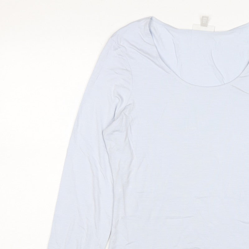 The White Company Women’s Blue Modal Scoop Neck Long Sleeve Top UK 16