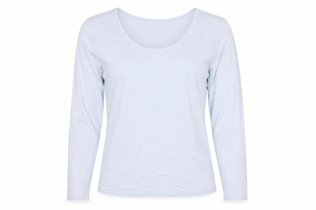 The White Company Women’s Blue Modal Scoop Neck Long Sleeve Top UK 16