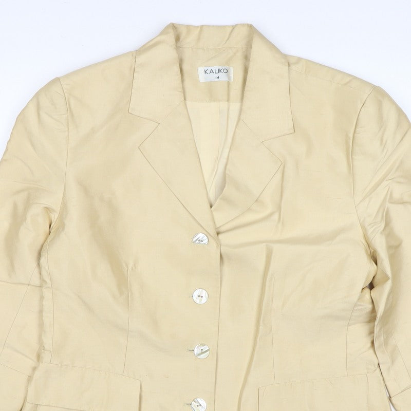 Kaliko Women Ivory UK 14 Silk Lined Single-Breasted Blazer