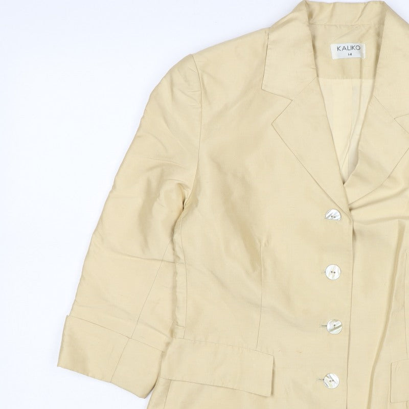 Kaliko Women Ivory UK 14 Silk Lined Single-Breasted Blazer