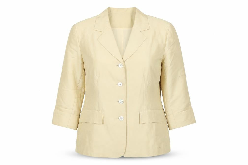 Kaliko Women Ivory UK 14 Silk Lined Single-Breasted Blazer
