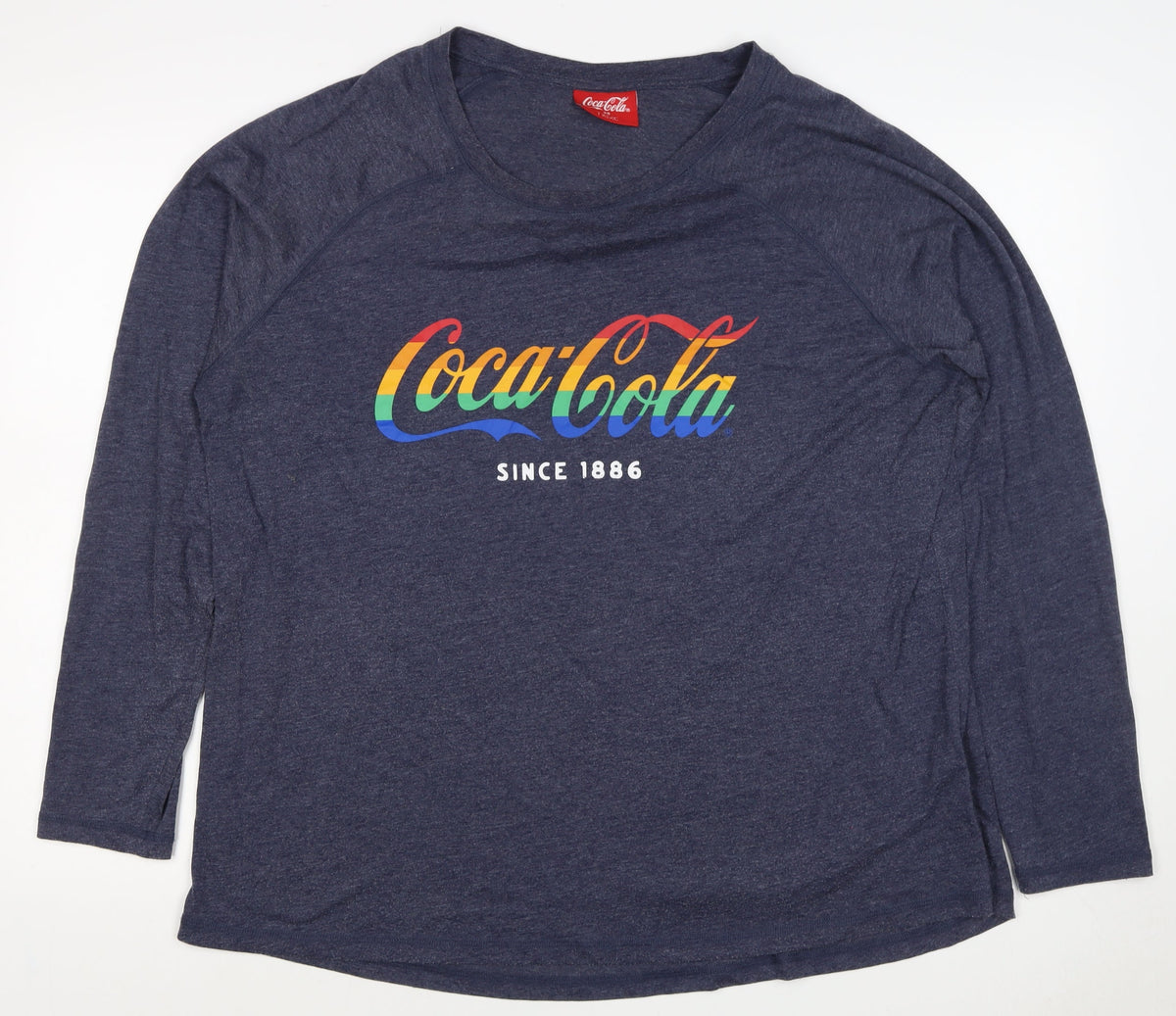 Coca-Cola Women’s Blue UK 20 Rainbow Logo Long Sleeve Jersey T-Shirt