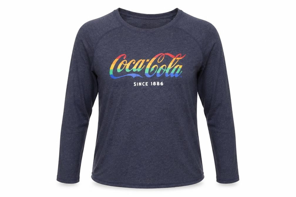 Coca-Cola Women’s Blue UK 20 Rainbow Logo Long Sleeve Jersey T-Shirt