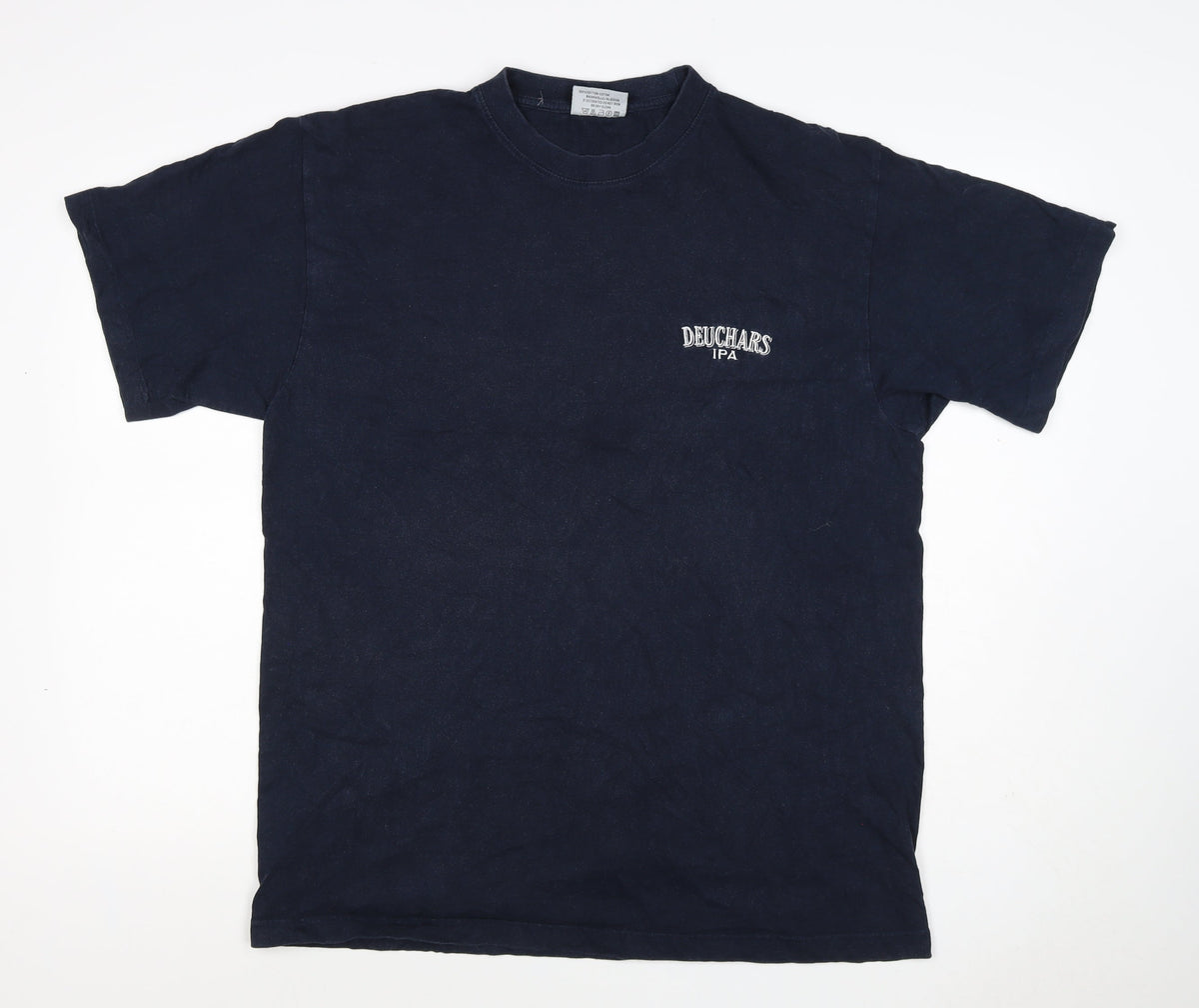 Slazenger Men's Blue XL Deuchars IPA Logo Crew Neck Cotton T-Shirt