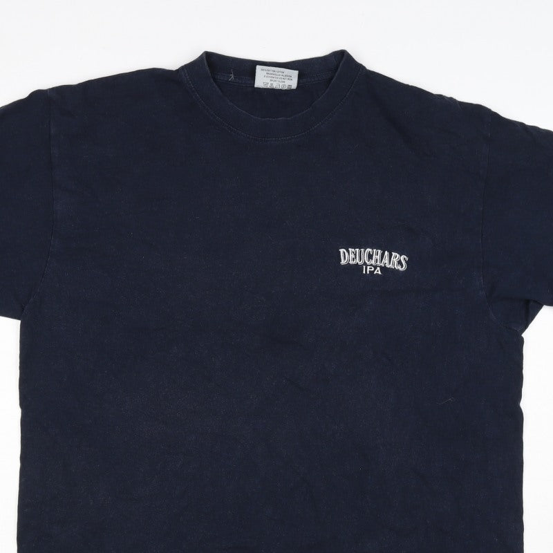 Slazenger Men's Blue XL Deuchars IPA Logo Crew Neck Cotton T-Shirt