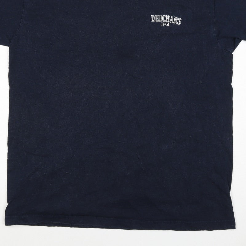 Slazenger Men's Blue XL Deuchars IPA Logo Crew Neck Cotton T-Shirt