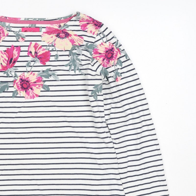 Joules Women Multicoloured UK 10 Floral Stripe Long Sleeve Jersey T-Shirt