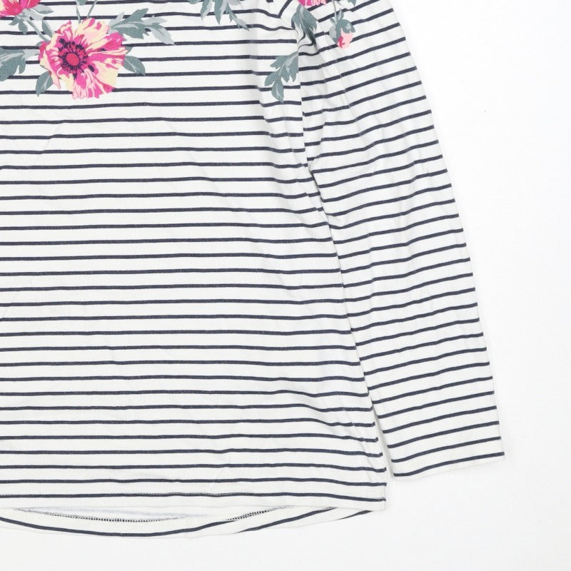 Joules Women Multicoloured UK 10 Floral Stripe Long Sleeve Jersey T-Shirt