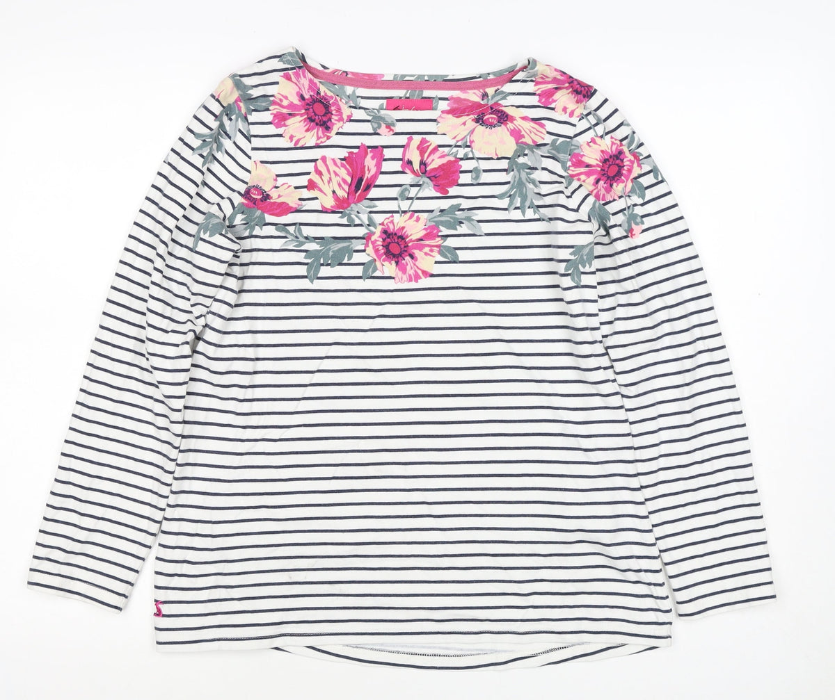 Joules Women Multicoloured UK 10 Floral Stripe Long Sleeve Jersey T-Shirt