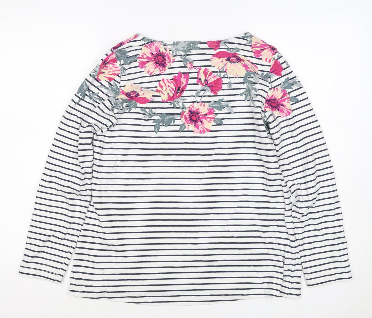 Joules Women Multicoloured UK 10 Floral Stripe Long Sleeve Jersey T-Shirt