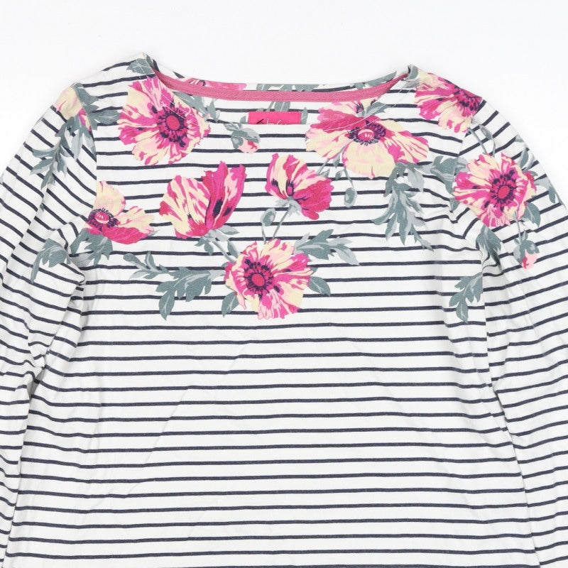 Joules Women Multicoloured UK 10 Floral Stripe Long Sleeve Jersey T-Shirt