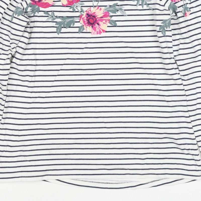 Joules Women Multicoloured UK 10 Floral Stripe Long Sleeve Jersey T-Shirt