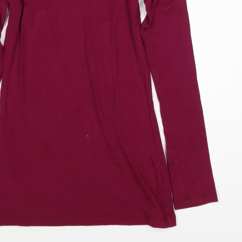 Dorothy Perkins Women Red UK 10 Basic Long Sleeve Cotton T-Shirt