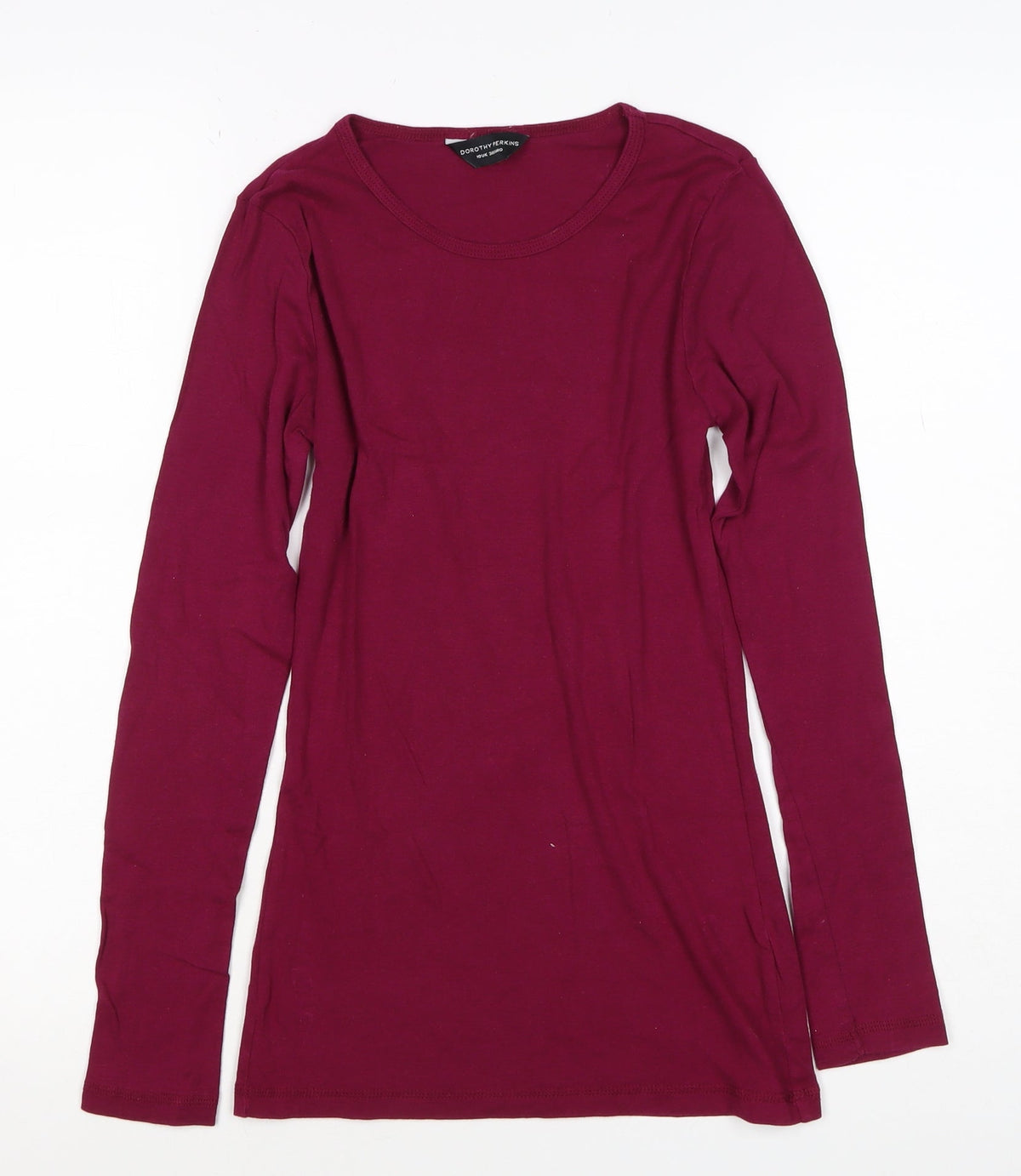 Dorothy Perkins Women Red UK 10 Basic Long Sleeve Cotton T-Shirt