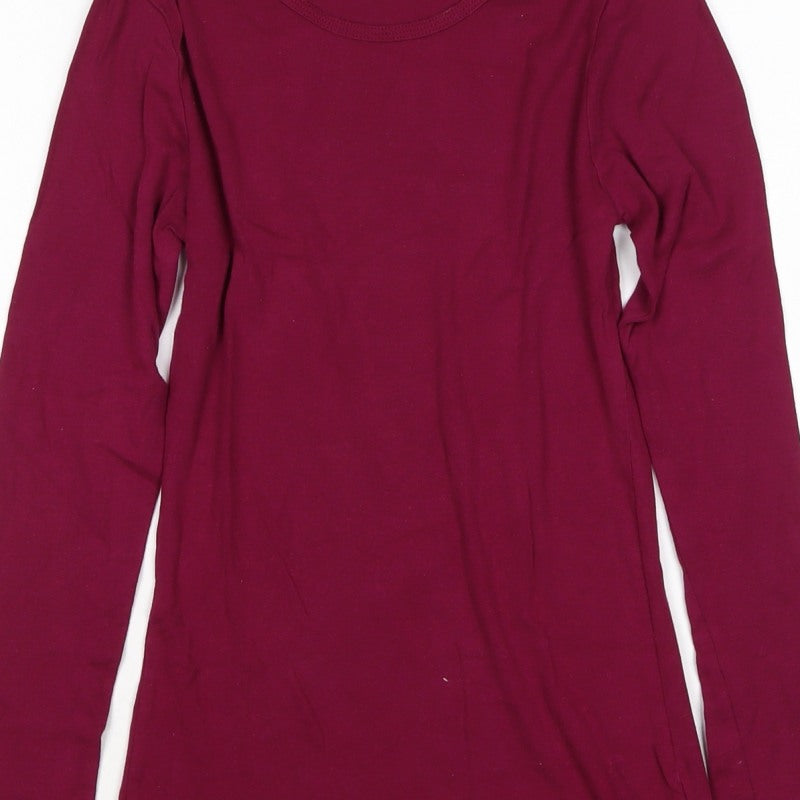 Dorothy Perkins Women Red UK 10 Basic Long Sleeve Cotton T-Shirt