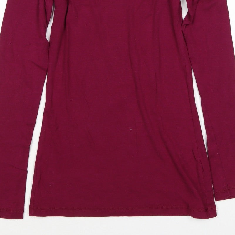Dorothy Perkins Women Red UK 10 Basic Long Sleeve Cotton T-Shirt