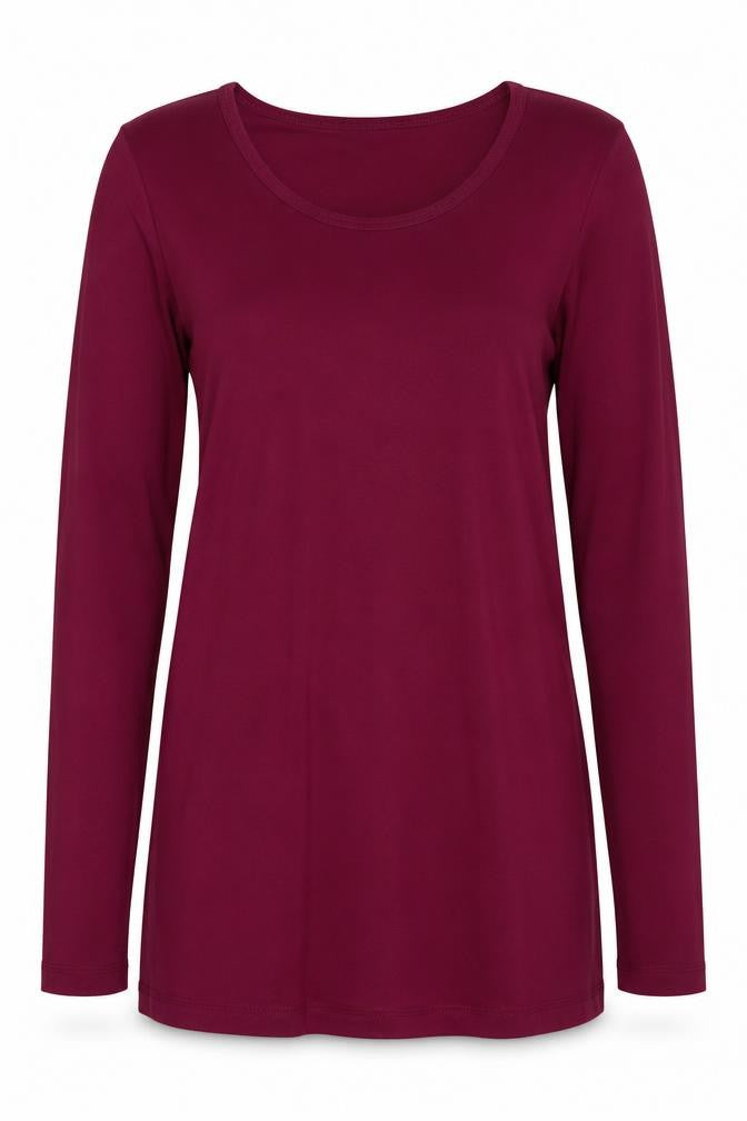 Dorothy Perkins Women Red UK 10 Basic Long Sleeve Cotton T-Shirt