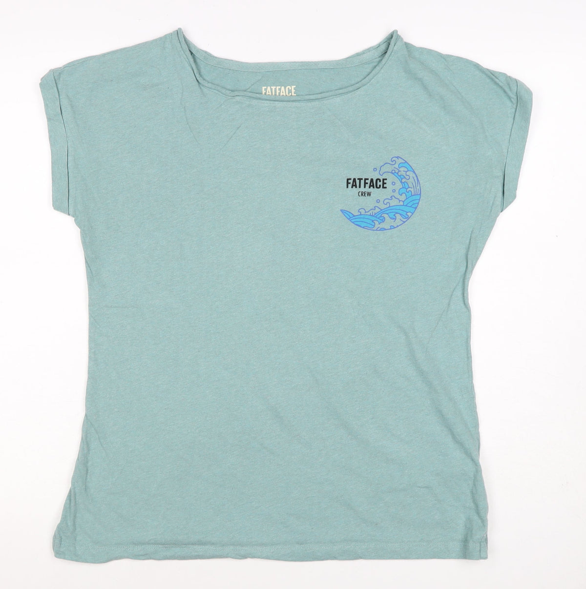 FatFace Women’s Blue UK 12 Basic Cotton Marine Wave T-Shirt