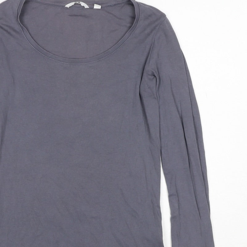 Uniqlo Women Grey XS Basic Stretch Scoop Neck Long Sleeve T-Shirt