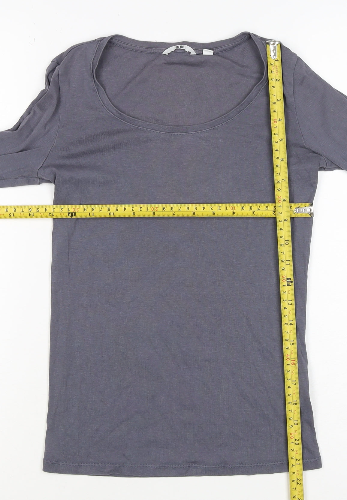 Uniqlo Women Grey XS Basic Stretch Scoop Neck Long Sleeve T-Shirt