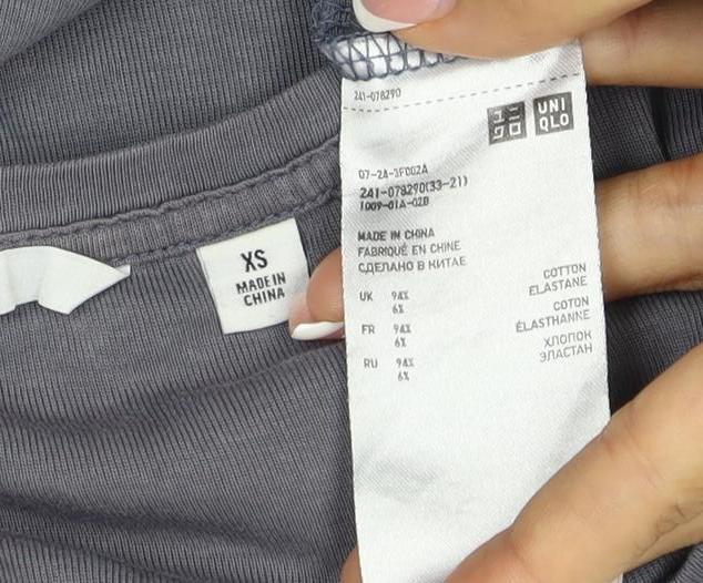 Uniqlo Women Grey XS Basic Stretch Scoop Neck Long Sleeve T-Shirt