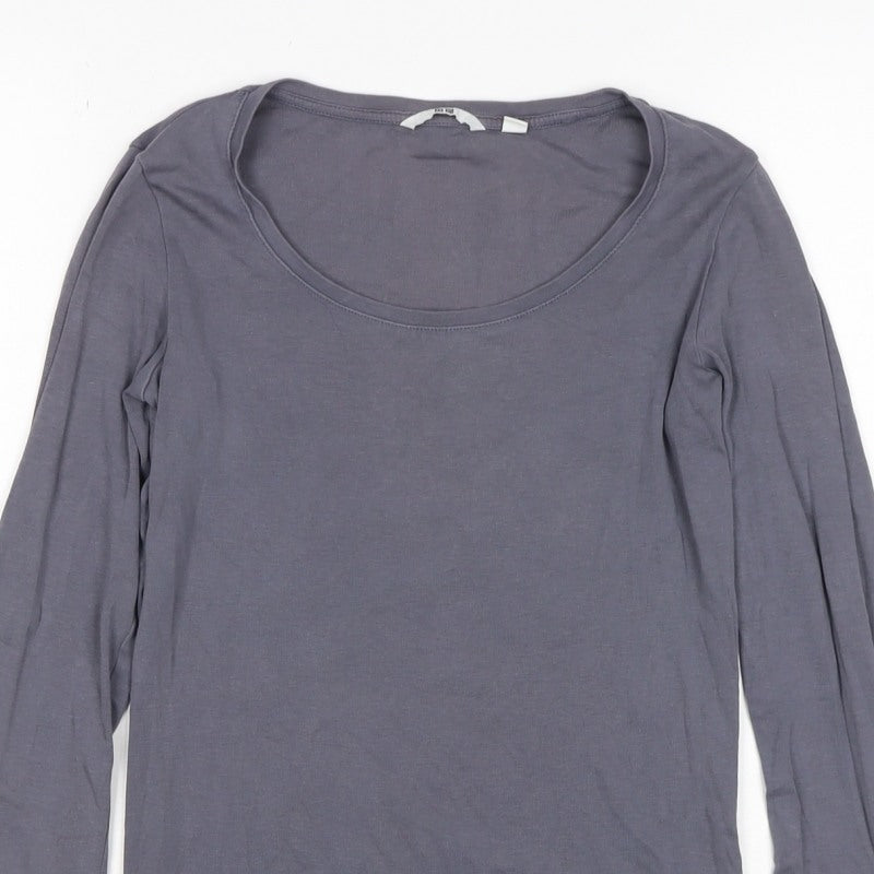 Uniqlo Women Grey XS Basic Stretch Scoop Neck Long Sleeve T-Shirt