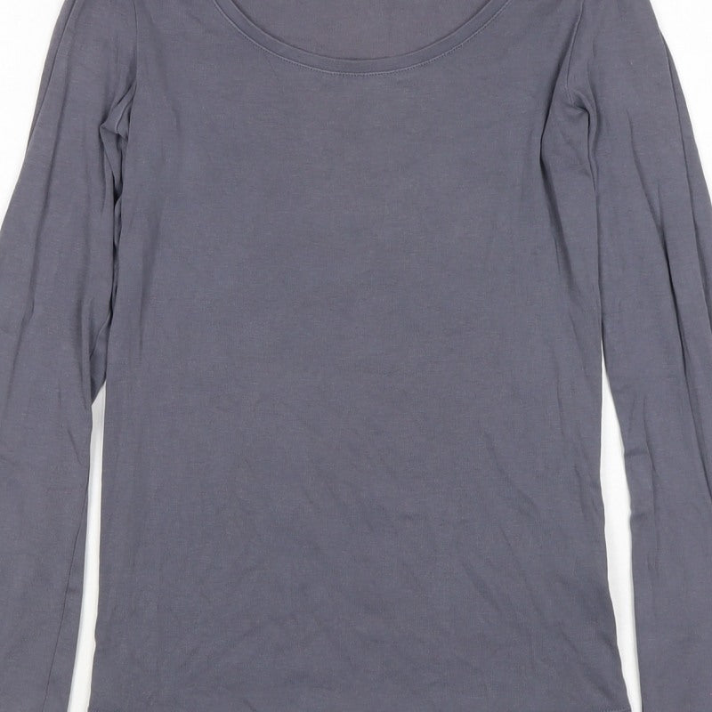 Uniqlo Women Grey XS Basic Stretch Scoop Neck Long Sleeve T-Shirt
