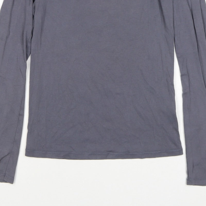 Uniqlo Women Grey XS Basic Stretch Scoop Neck Long Sleeve T-Shirt