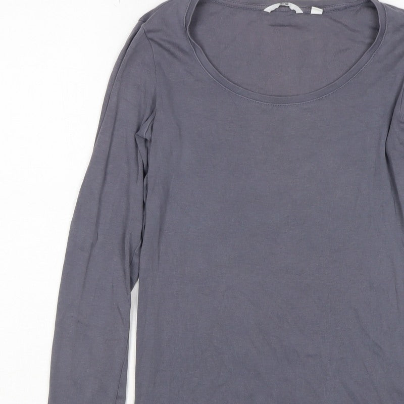 Uniqlo Women Grey XS Basic Stretch Scoop Neck Long Sleeve T-Shirt