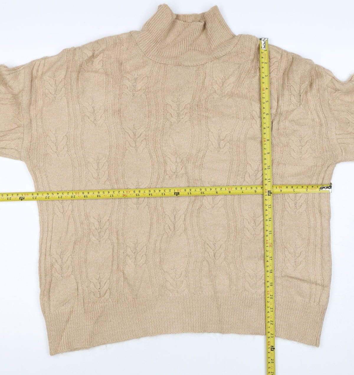 ASOS Design Women's Beige UK 10 Cable Knit Roll Neck Jumper