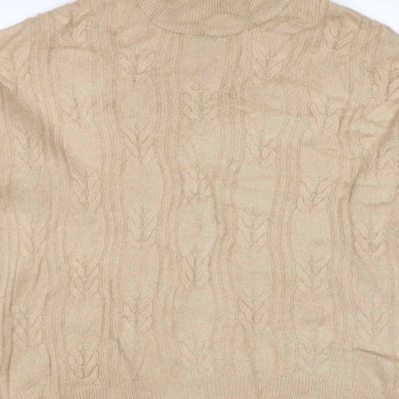 ASOS Design Women's Beige UK 10 Cable Knit Roll Neck Jumper