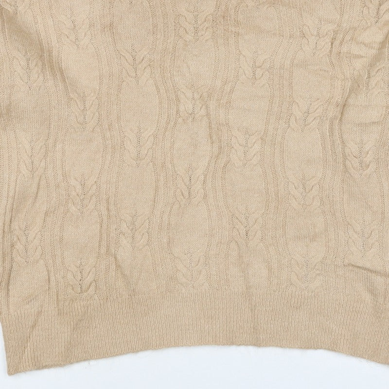 ASOS Design Women's Beige UK 10 Cable Knit Roll Neck Jumper