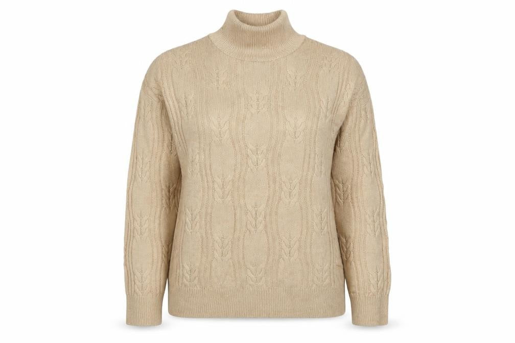 ASOS Design Women's Beige UK 10 Cable Knit Roll Neck Jumper